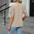 thumbnail image 4 of Aricy Women's T-Shirts Summer Vacation Short Sleeve Button V Neck Causal Tops Slim Basic Business Tees Loose Trendy Blouses Loose Fashion Tunic Tops, 4 of 5