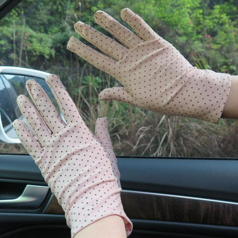 Kaesi Summer Driving Fashion Women Dots Print Sun Protection Gloves Elastic  Mittens