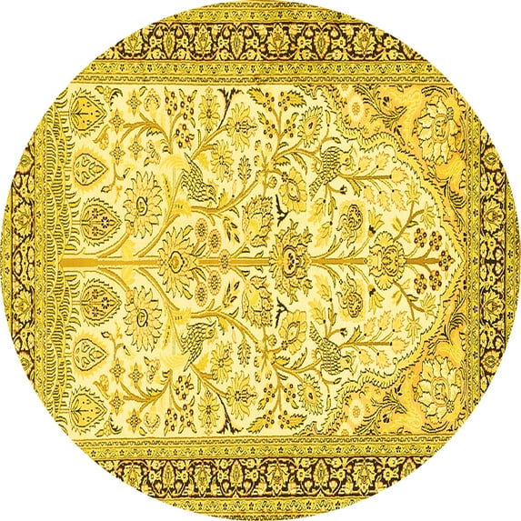 Ahgly Company Indoor Round Persian Yellow Traditional Area Rugs, 8' Round