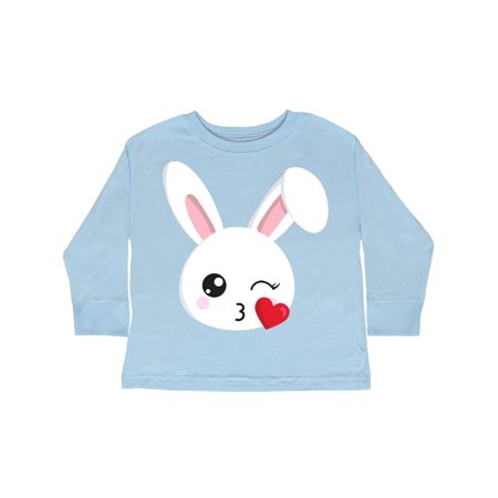 

Inktastic Cute Bunny White Bunny Bunny Sending Kisses Gift Toddler Boy or Toddler Girl Long Sleeve T-Shirt