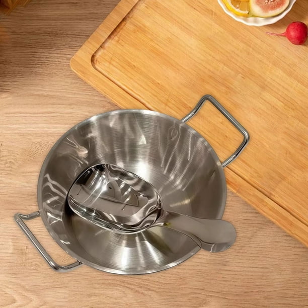 Cuenco de acero inoxidable con cuchara, plato para de doble oreja, cuenco de postre multifuncional, utensilios de cocina para ensalada, fideos y