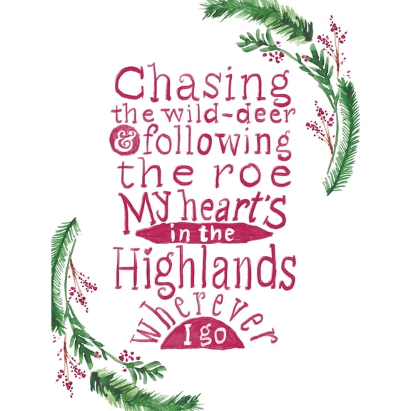 Scotland Hand Lettering Heart Highlands Burns Large Wall Art Print