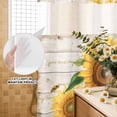thumbnail image 3 of No Hook Shower Curtain, Sunflower Shower Curtains for Bathroom with See Through Top Window, Yellow Summer Flowers Bee Botanical Wooden Waterproof & Washable Bath Curtain Extra Long 72"x84", 3 of 9
