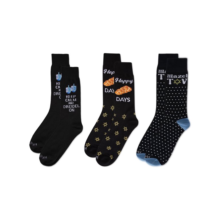 Hanukkah Novelty Crew Socks for Men 3-Pair Pack photo 5