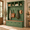 Green, variant on Farmhouse Hall Tree with Storage Bench, Entryway Coat Rack with 6 Hooks, Open Shelves and 4 Enclosed Shoe Cabinets, Mudroom Entryway Organizer with Walnut-Style Bench