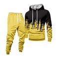 thumbnail image 2 of Hogleaql Mens Hoodie Sweatsuit 2 Piece Solid Color Relaxed Fit Pullover Hoodies Joggers Running Pant Set Sweat Winter Suits with Pockets Yellow 3XL, 2 of 7