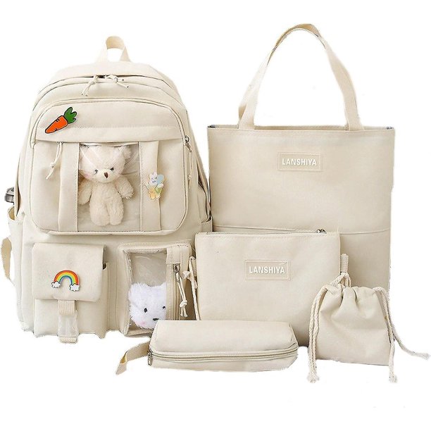 Juego de mochila de 5 piezas para niñas: mochila escolar, bolso de hombro, bolso, estuche para bolígrafos y más, perfecto para útiles escolares para el regreso a clases de los estu