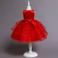 thumbnail image 5 of Gubotare Robe Enfants Tout-Petits Robe Tutu Filles Volants Tulle Robes Mignon Été Fête Princesse Robe d'Été 3T 4T (Rouge,3-4 Ans), 5 of 5