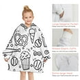 thumbnail image 6 of Black White Baseball Snacks Pattern Blanket Hoodies for Kids 6-13YR Oversize Wearable Blanket Hoodies for Boys Girls Teens, 6 of 7