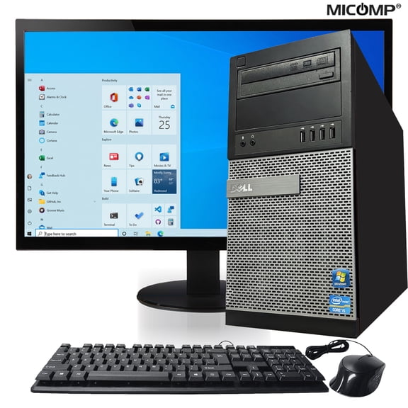 Restored Dell 7010 Tower Computer Core I5-3470 (3.2 GHz) 16GB 512GB SSD DVRW WiFi Windows 10 Home, includes 22" LCD, (Refurbished)