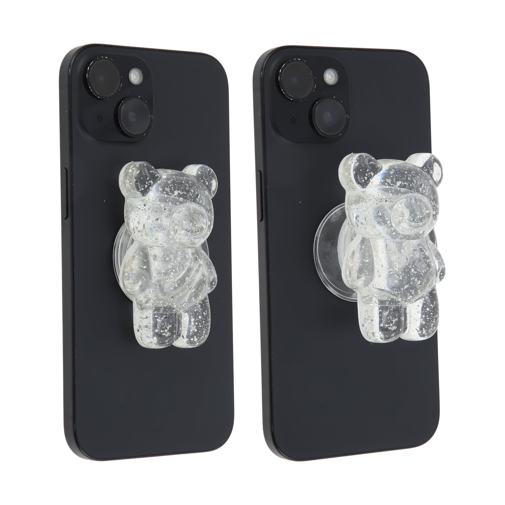 Unique Bargains Bear Silver Foil Phone Grip 1 Pc Transparent