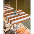 thumbnail image 2 of nqOlkjepod Burnt Orange Grey Stripe Outdoor Tablecloth with Umbrella Hole & Zipper, Minimalist Farmhouse Striped Square Table Cover 54x54 Inch, Dining Waterproof Table Cloth Protector for Patio, 2 of 7