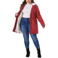 thumbnail image 2 of Agnes Orinda Women's Plus Size Parkas Jackets Faux Fur Lined Long Coats Casual Anorak Outwear Coat with Hood 2X Red, 2 of 6