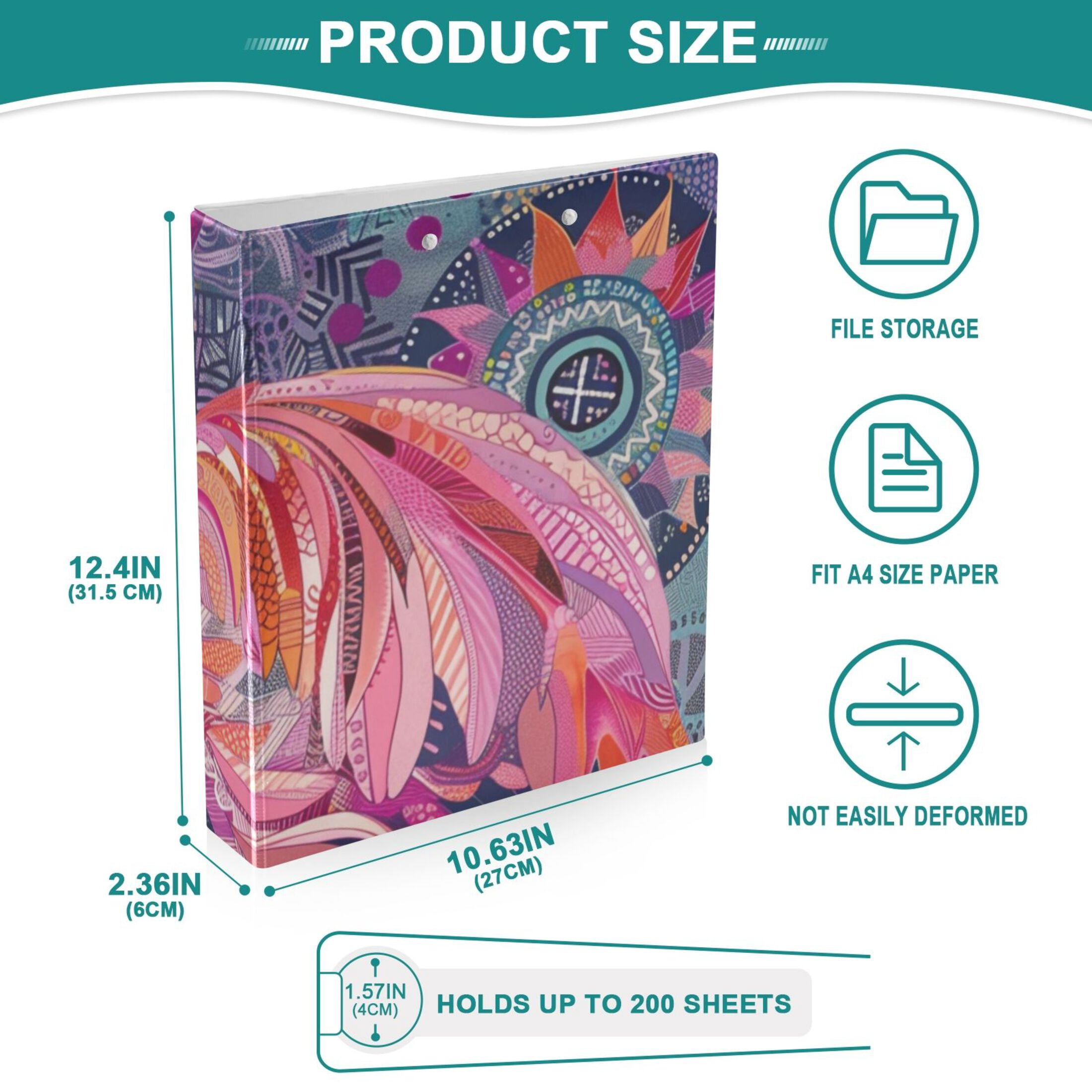 Pink Flamingo 3 Ring Binders 1.5 inch Hardcover File Folders with Interior Pockets A4 Size Organizer for School Office Hospital