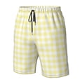 thumbnail image 4 of Honeii Shorts Décontractés pour Hommes à Imprimé Damier Jaune Citron avec Cordon de Serrage, Maillots de Bain Séchage Rapide Shorts de Plage-Grand, 4 of 6