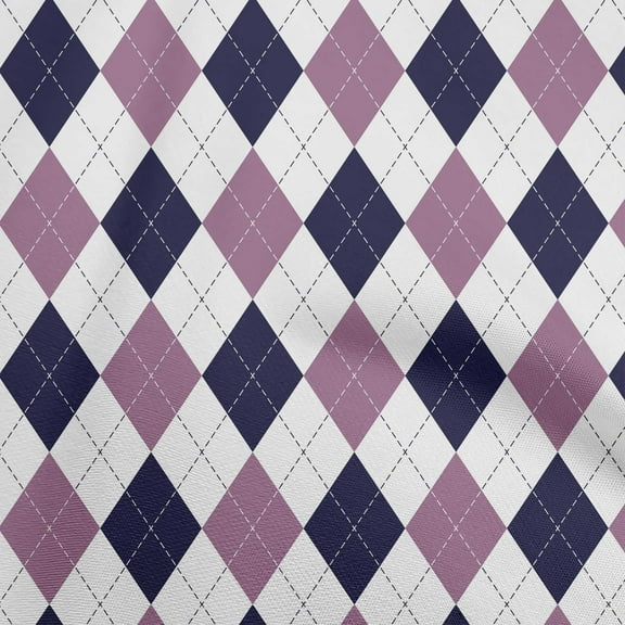 oneOone Polyester Spandex Purple Fabric Check Argyle Sewing Material Print Fabric By The Yard 56 Inch Wide