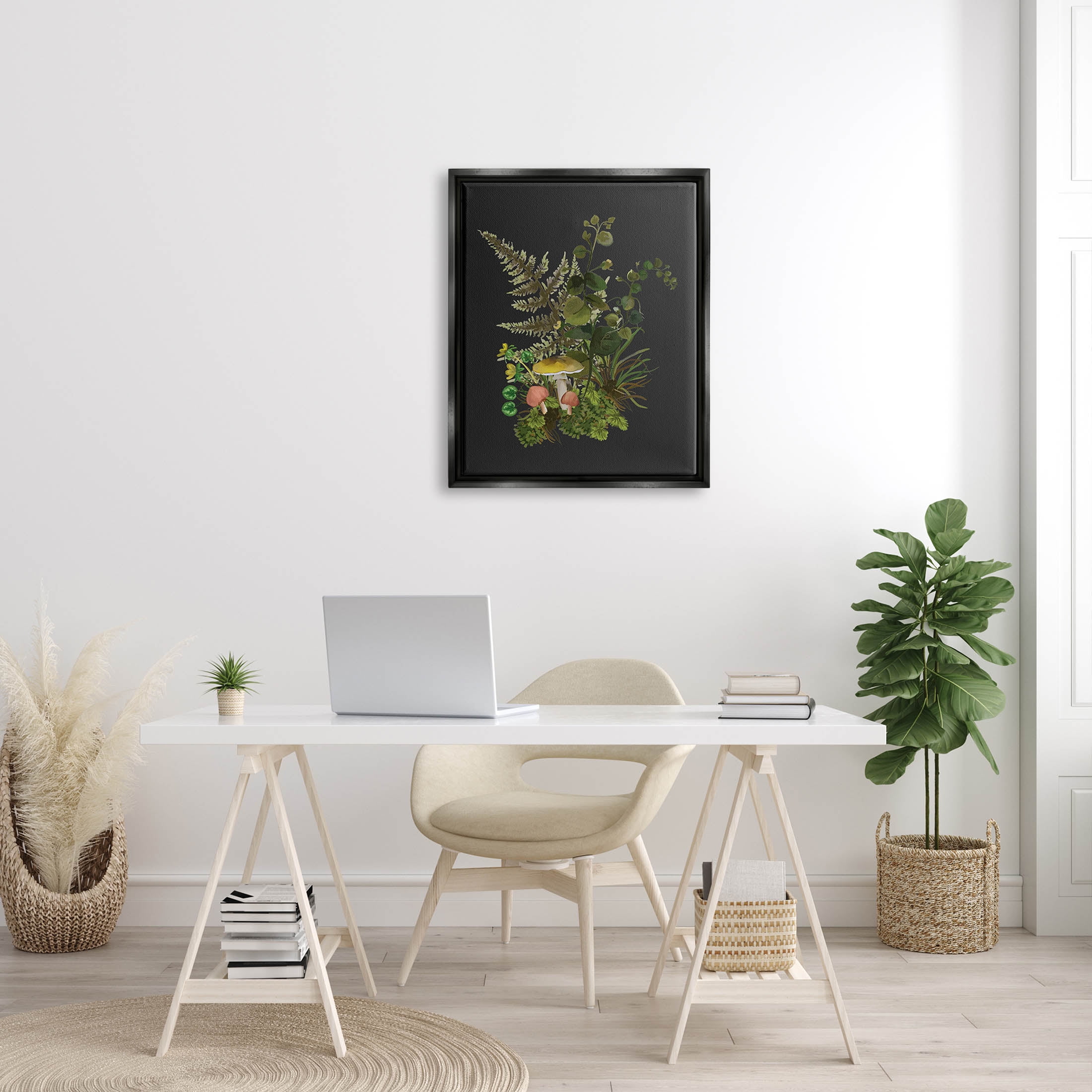Forest Herbs Sprouting Nature Botanical & Floral Graphic Art Jet Black Framed Art Print Wall Art