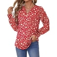 thumbnail image 3 of UVN Womens Fall Blouses Long Sleeve V neck Shirts Dressy Casual Smocked Cuffs Tunic Tops, 3 of 8