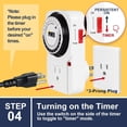 thumbnail image 6 of iPower 24 Hour Plug-in Mechanical Electric Timer, Switch with Programmable Plug, AC 1725W 1/2 HP, UL Listed, Accurate Heavy Duty 3-Prong for Lamps Fans Christmas String Lights, 6 of 7