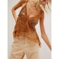 thumbnail image 4 of Women Sequin Top Rhinestone Sparkle Sleeveless V Neck Camisole Open Back Summer Party Clubwear Orange S, 4 of 8