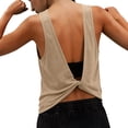 thumbnail image 5 of Pounoo Womens Workout Tops Sleeveless Twisted Back Solid Color Athletic Shirts Casual Loose Lightweight Soft Comfy Gym Wear Gift, 5 of 9