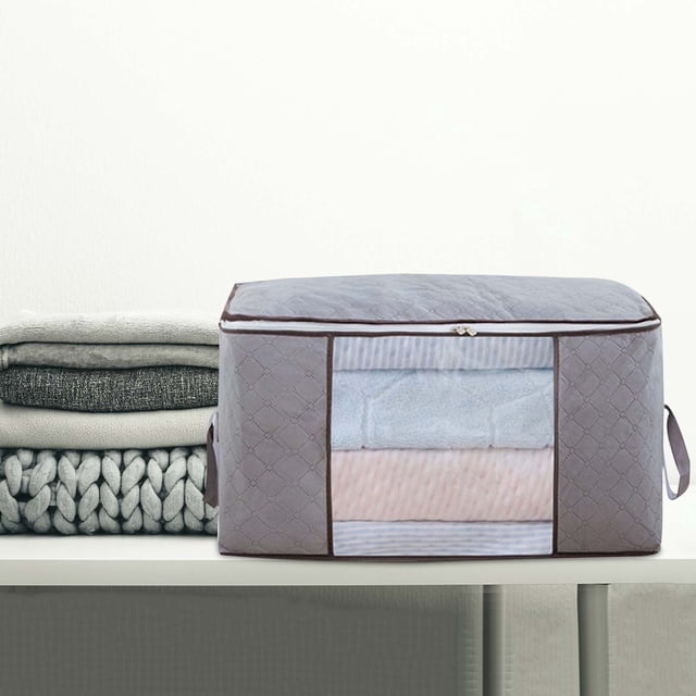 Fiudx Bolsa de Almacenamiento de Gran Capacidad, Organizador de Tela Gruesa para Ropa de Cama, Cremallera Resistente con Ventana Transparente, Diseño Plegable para Fácil Almacenamiento, Ideal para Át