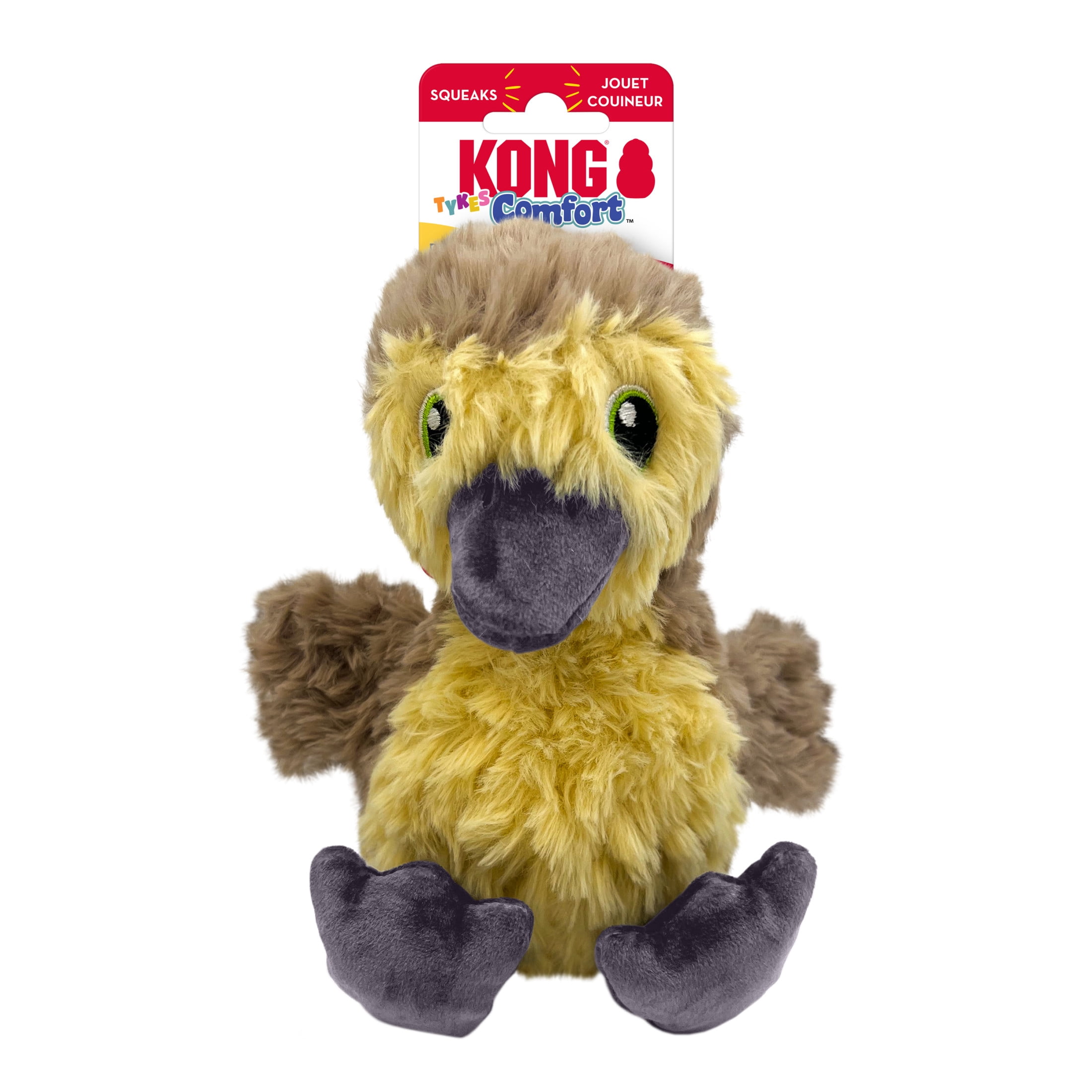 KONG® Comfort Tykes Fluffy Dog Toy, Removable Squeaker, Gosling, Small