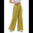 thumbnail image 2 of Pantalones de Rayas con Cordón para Mujer, Holgados, de Pierna , Informales, de Cintura Baja, Cómodos y con Bolsillos Amarillo L, 2 of 7