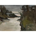 thumbnail image 2 of Jan Ciągliński 14x11 Gold Ornate Wood Frame and Double Matted Museum Art Print Titled - Imatra in the Evening - Finland (1902), 2 of 4