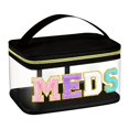 thumbnail image 3 of Bolsa de cosméticos Yinane con letras de chenilla organizador de maquillaje transparente Negro, 3 of 8