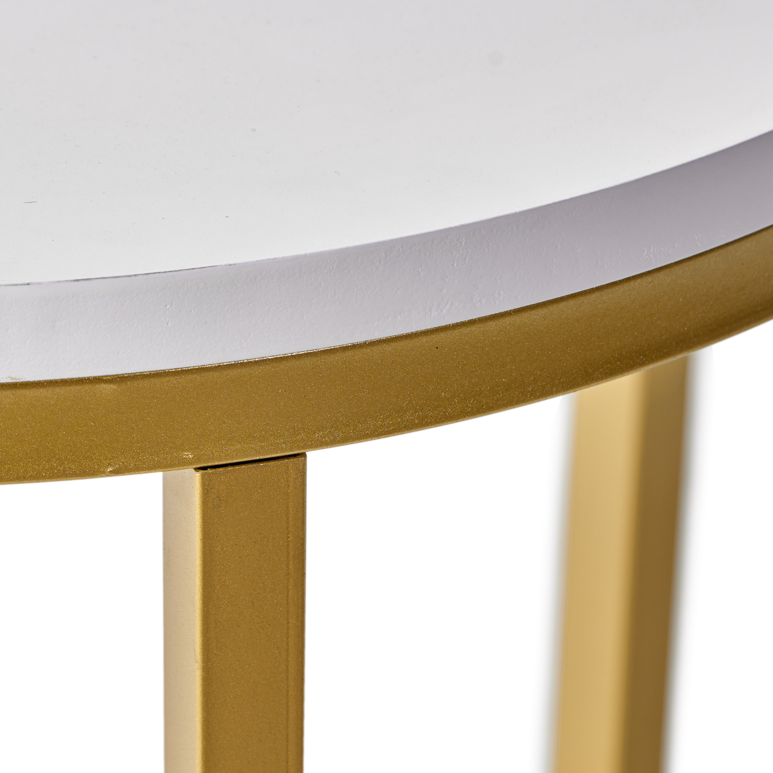 Euroco Round End Table,Modern Side Table Nightstand with Metal Frame and C-Shape Design for Small Space,Living Room, Bedroom