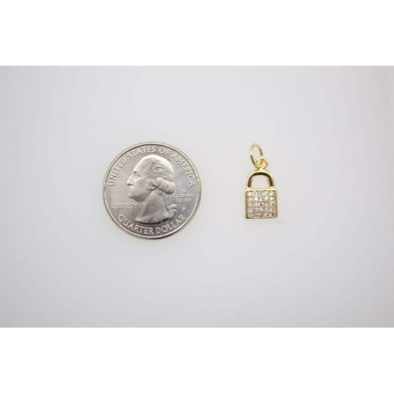 18K Gold Filled CZ Lock Charm Pendant