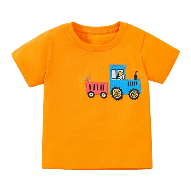 Qudderr T-Shirt Dessin Animé pour Garçons Enfants Été Manches Courtes Col Rond Coton 2-8 Ans