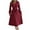 Wine1, variant on Diufon Womens Long Sleeve Dresses Fall V Neck Button Maxi Dress Lace-Up Waisted A-Line Pleated Dress