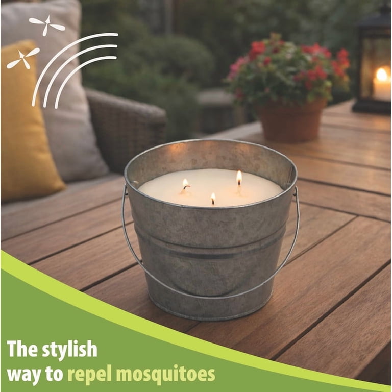 Mainstays Outdoor Citronella Candle 24oz Metal Bucket with 40 Hr Burn Time for Outdoors