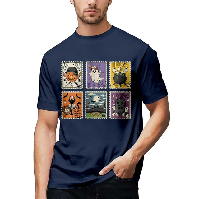 T-shirt Graphique Halloween pour Hommes Manches Courtes Col Rond Décontracté pour Activités d'Été Intérieur Extérieur Tissu Extensible Confortable