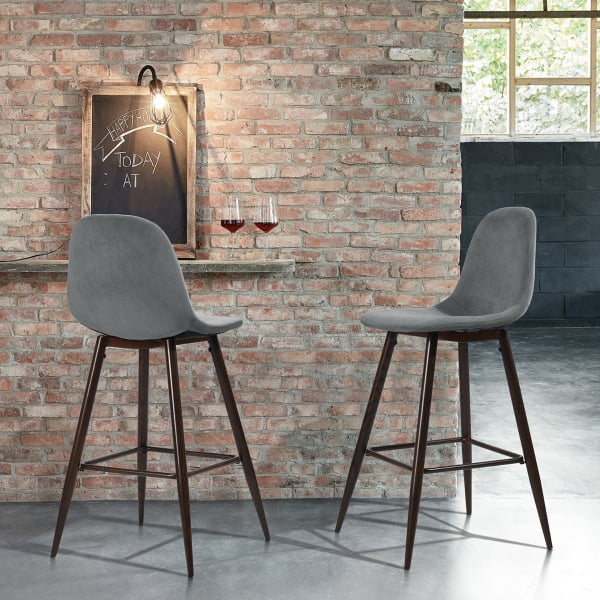 2 Sillas De Bar Con Cojín | Madera De Caucho Maciza | Altura 63 Cm, Soporte 110 Kg | Marrón
