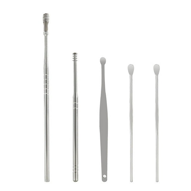 Ear Care Stainless Steel Ear Picking Tool Set, Massage Ear Pick, Ear Wax Cleaning Feather Stick, Innovative Spring Ear Wax Cleaning Tool, Ear Care for Women