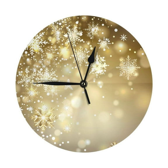 Wall Clocks Elegant Gold Christmas Snowflake (2) Decorative for Living Room Kitchen Home Bedroom