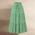 thumbnail image 2 of ZJXFGS Long Skirts for Women Summer Flared Skirts For Women Floral Maxi Skirt For Women Comfy Tiered Elastic High Waisted Skirts A Line Flowy Swing Skirt Petite Midi skirt Green S, 2 of 7