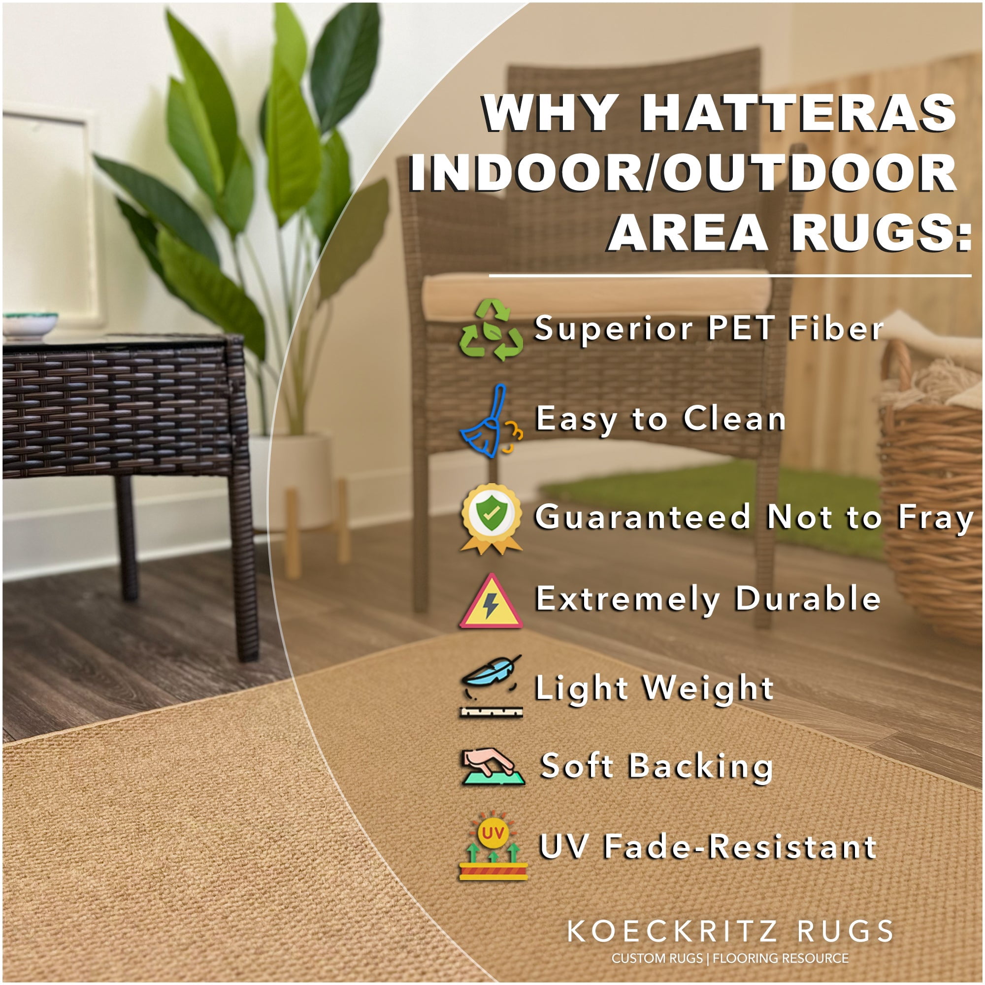 Koeckritz Rugs 4'x5' Soft Indoor/Outdoor Chestnut Bound Area Rug Lightweight, Easy to Clean & Move