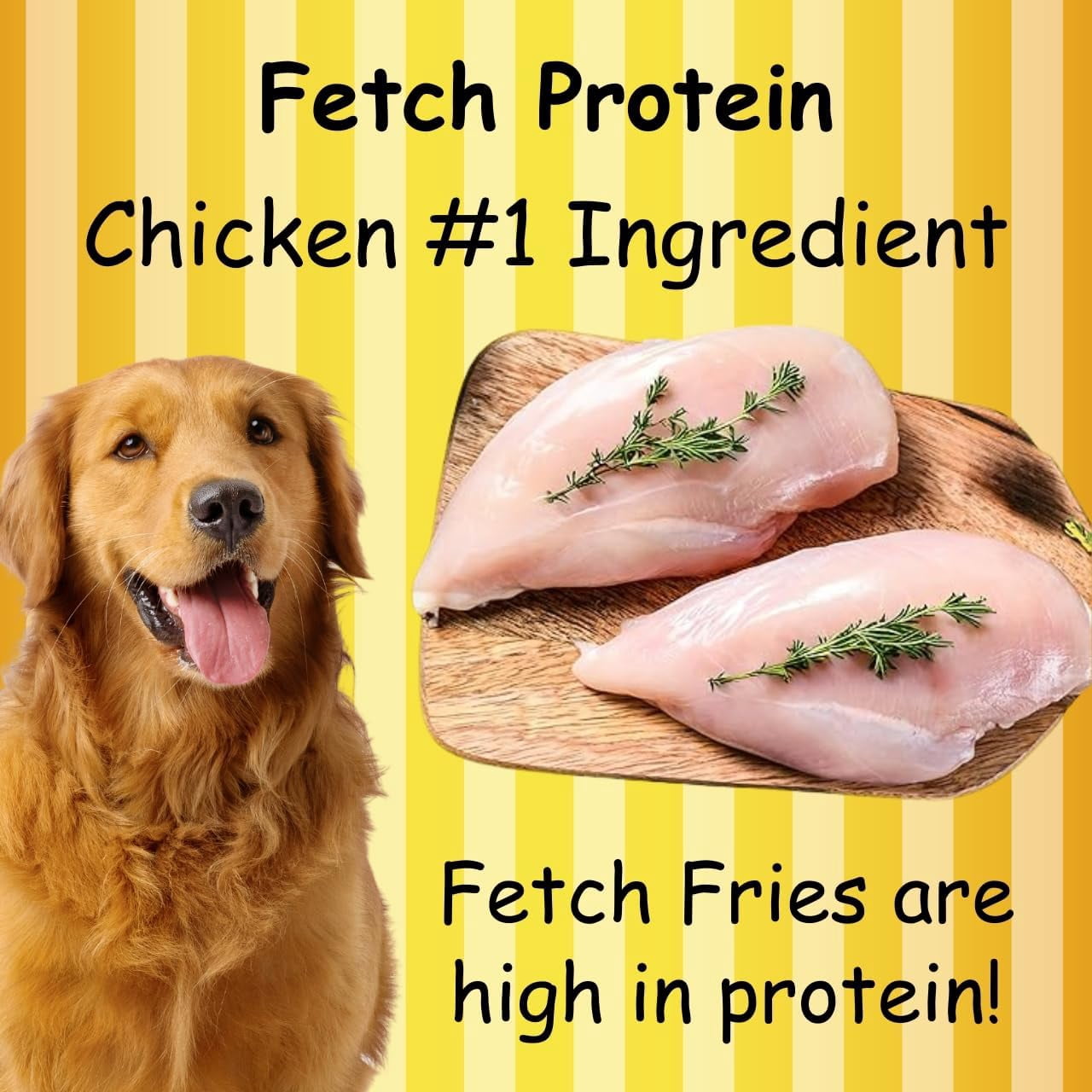 Fetch Fries Dog Treats - Chicken & Sweet Potato Recipe, Made in USA, Grain Free, Soft and Chewy (16 oz)