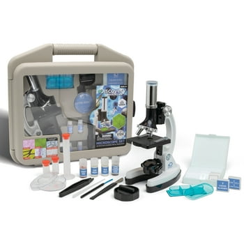 Discovery #Mindblown Micro Set 48-Piece with Durable Metal Framework, 120X to 1200X Magnification, Complete Set with Test Tubes, Tools, Slides and More