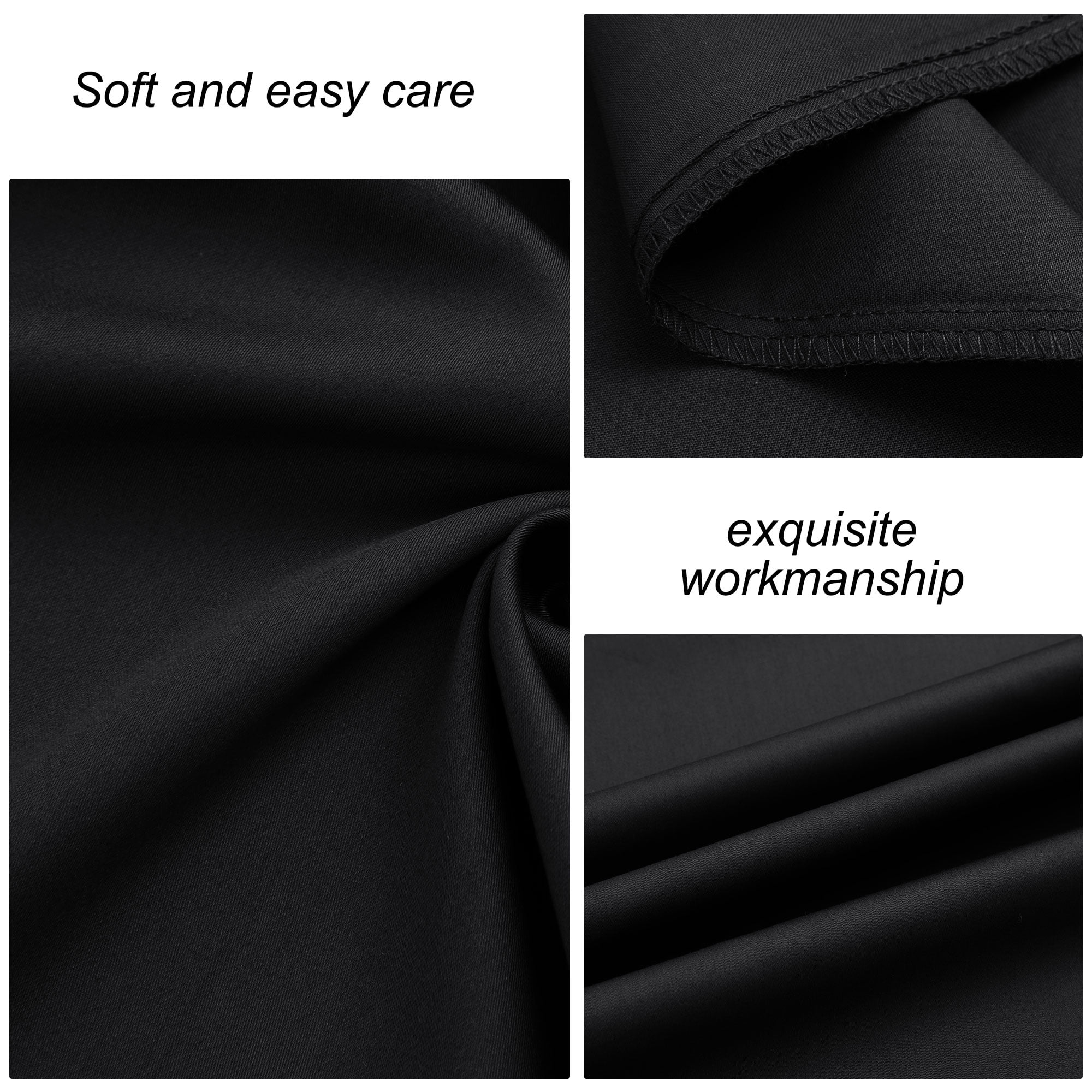 Unique Bargains Breathable Zipper Closure Cotton Pillowcases 2 Pcs Black Queen