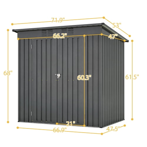 Enyopro 6x4 ft Outdoor Metal Storage Shed, Galvanized Steel Tool Shed with Reinforced Floor & Lockable Door for Backyard, Lawn, Patio, Black