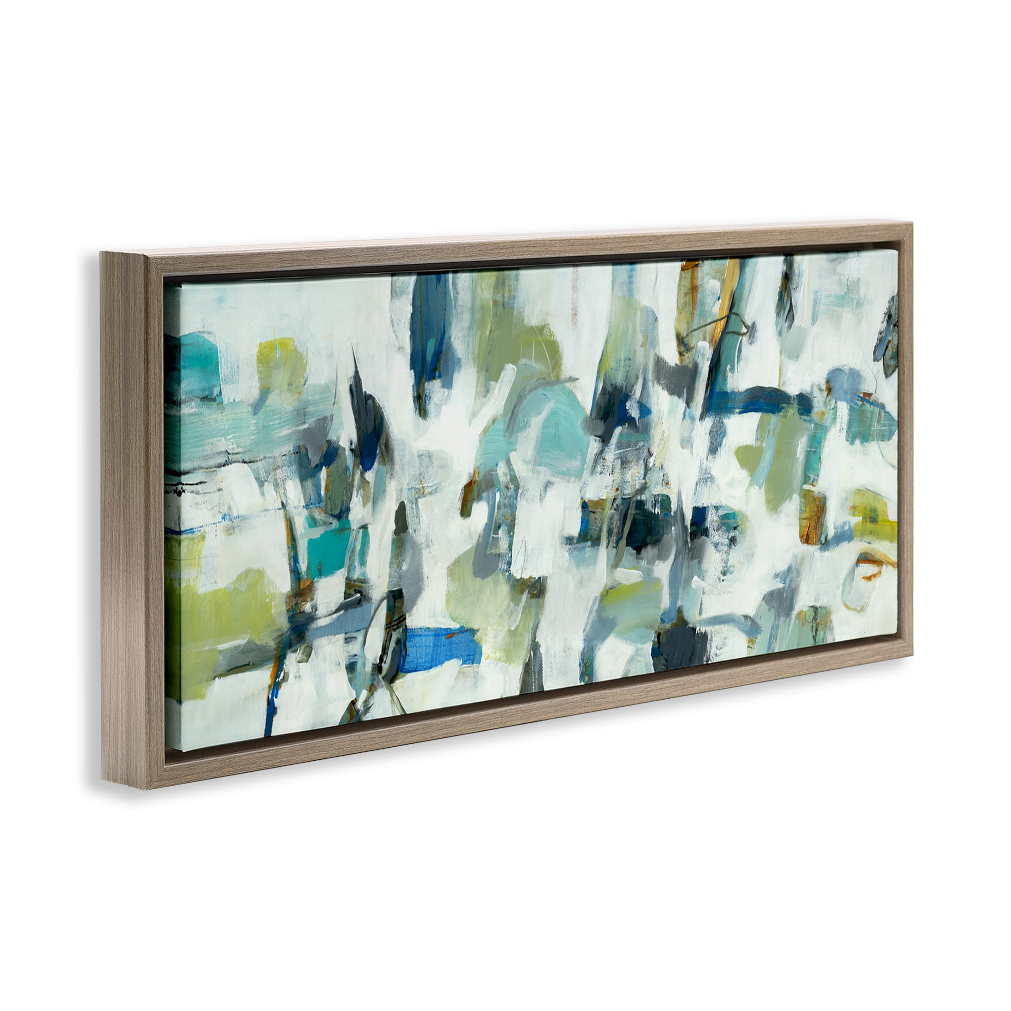 Stupell Industries Chaotic Brush Strokes Layered Abstract Painting Brown Floater Framed Canvas Art Print Wall Art, 25 x 11
