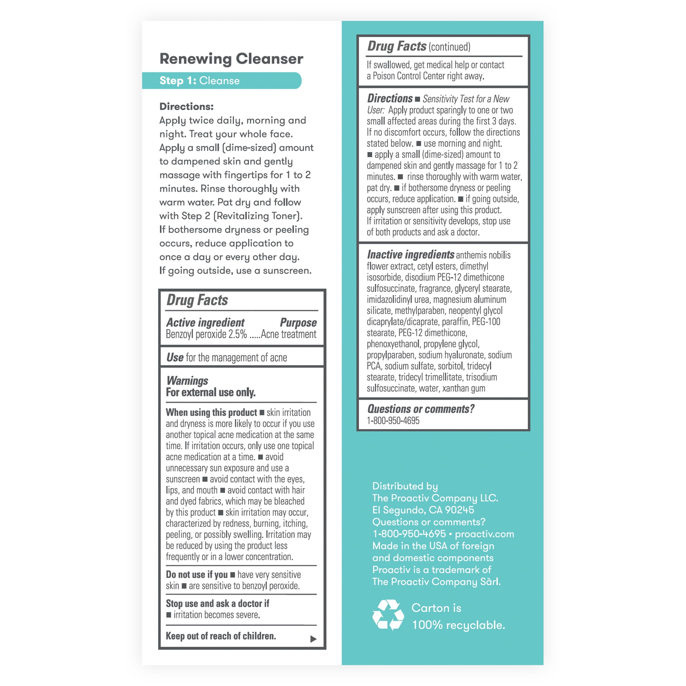 Proactiv Solution Renewing Cleanser Daily Acne Cleanser with Benzoyl Peroxide and Exfoliating Beads 60-Day Supply 4 Fl oz