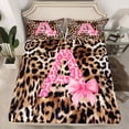 thumbnail image 2 of Homewish Cheetah Print Letter Bed Sheets, Pink Bowknot Monogrammed A King Sheets, Modern Fashion Style Sheet Set, Super Cozy Room Decor, 4-Piece, 2 of 7