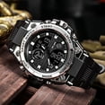 thumbnail image 1 of Reloj deportivo electrónico Bling Bling LED resistente al agua Dual pantalla para niños Anillo plateado concha negra, 1 of 3