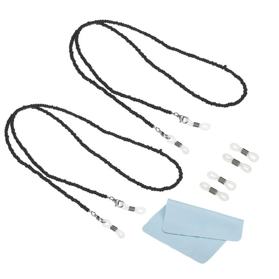Uxcell Eyeglass Chains for Women 2 Pcs Stylish Glasses Chain Sunglass Beaded String Black